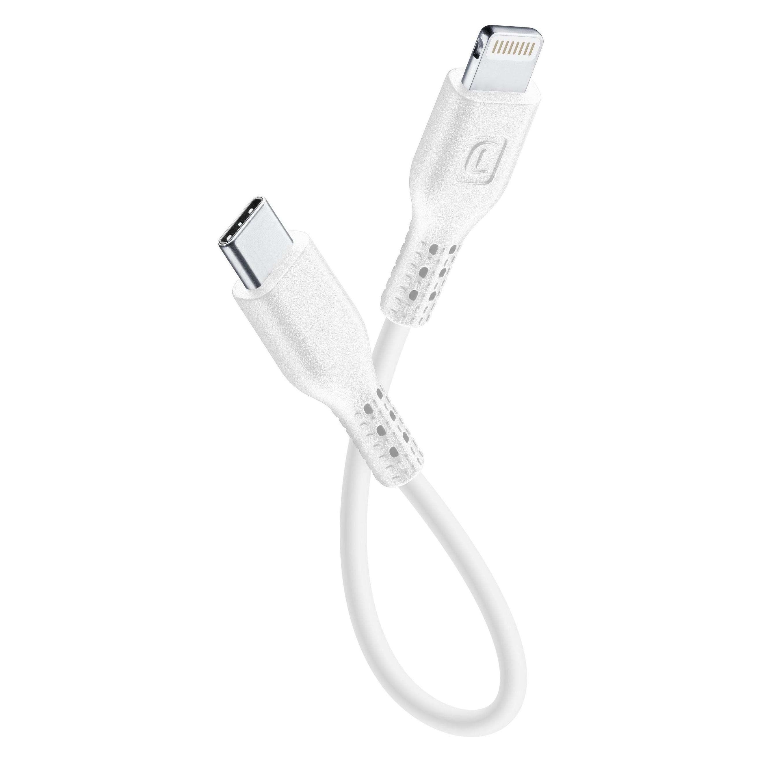 Cellularline Power Cable 15cm - USB-C to Lightning (0.15 m, USB 3.2 Gen 1, 30 W) (USBDATAC2LMFI15CMW)