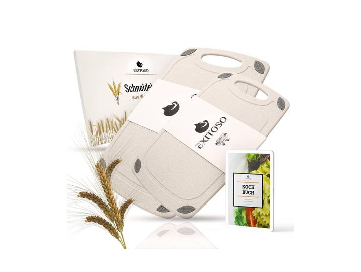 Schneidebrett Exitoso Schneidebretter 2er Set 20 cm x 32 cm , beige (weiß), B:20cm L:32cm, Polypropylen, Schneidebretter, Schneidebrett