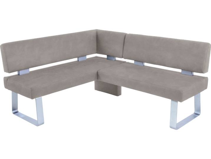 Eckbank K+W KOMFORT & WOHNEN Santos II Esszimmerbank , grau (lightgrau), B:157cm H:87cm T:180cm, 100% Polyester, Sitzbänke, Eckbank, gepolstert, Eckbank, wahlweise langer Schenkel 180cm rechts oder links