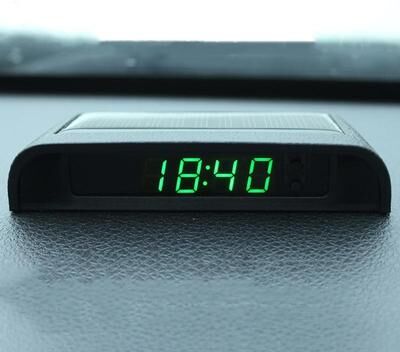 Inspired Deals Solar Car Dashboard Clock Digital Car Clock With Temperature Date Week Display USB Rechargeable green Light