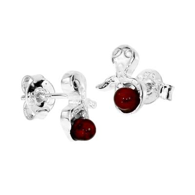 Paar Ohrstecker OSTSEE-SCHMUCK "- Krake - Silber 925/000 - Bernstein" Gr. 10, silber (silber 925, silberfarben, weiß), Ohrringe, Damen, 10, Silber 925 (Sterlingsilber)