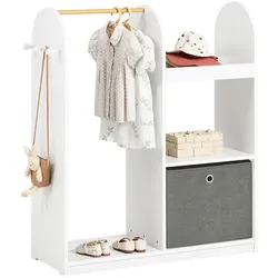 SoBuy Kinderschrank mit 3 Regalböden Weiß 90x34,5x107cm Modern