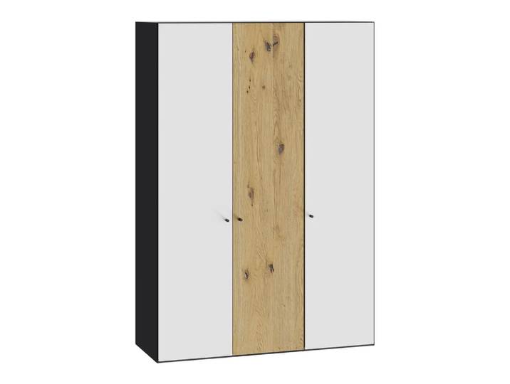 Drehtürenschrank Atlantis, Byyu, glas bianco matt/wildeiche bianco