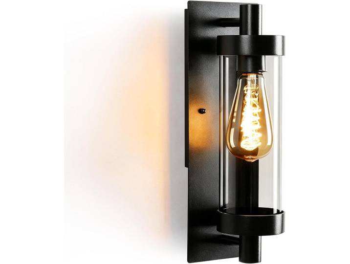 Nettlife Aussenwandleuchte 13/13/35cm, Schwarz, Metall, E27, 13x35x13 cm, Lampen & Leuchten, Außenbeleuchtung, Außenwandleuchten