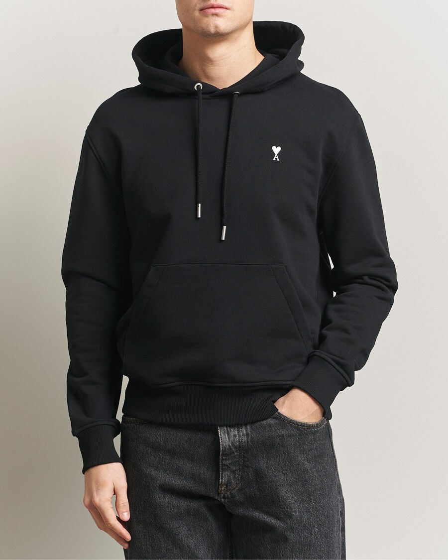 AMI Contrast Heart Logo Hoodie Black men XL Sort