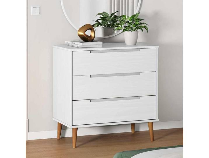 vidaXL Schubladenschrank MOLDE Weiß 80x40x80 cm Massivholz Kiefer