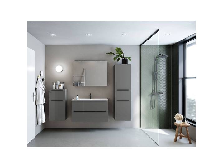 Spiegelschrank MYBA II 100cm Weiß/Hochglanz Grau