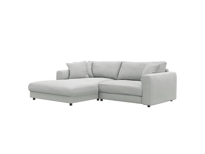 Ecksofa mit Longchair Grau/Grau Cordstoff Snor 238cm Longchair davorstehend links Modern
