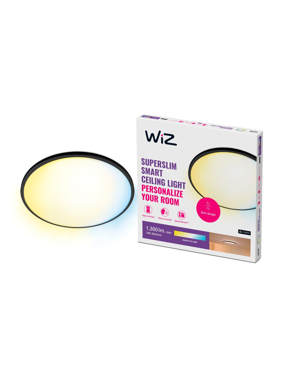 WiZ Superslim Deckenleuchte 14 W Schwarz