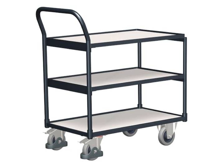 ESD Tischwagen mit 3 Ladeflächen RAL7024 Graphitgrau Rollwagen Etagenwagen