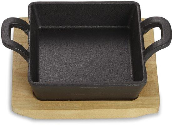 Benza Ibenzoa Gietijzeren serveerschaal met geëmailleerde afwerking en serveerplank, geschikt voor oven, grill en inductie