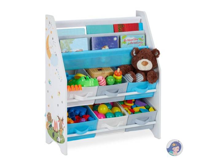 Relaxdays Kinderregal mit 6 Boxen & 2 Hängefächern