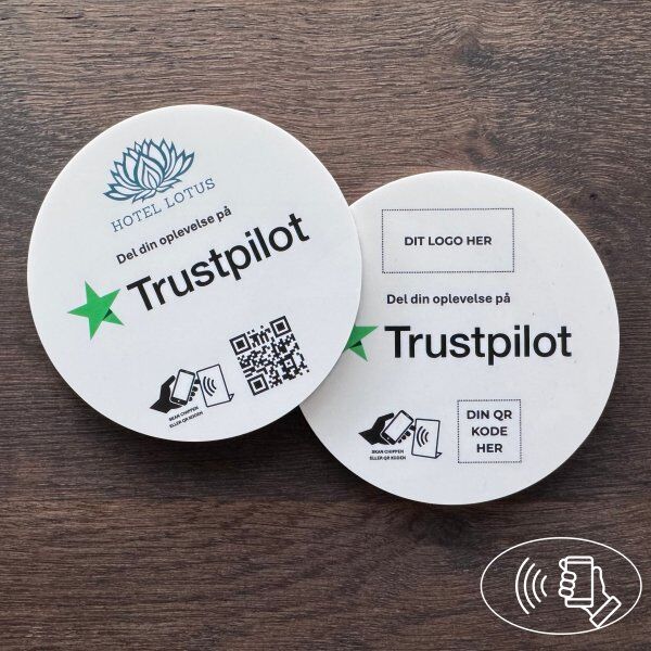 Securit Skilt M/chip Selvklæb Rund, Eget Logo, Trustpilot