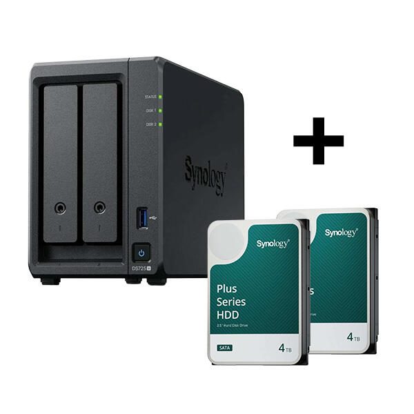 Synology Disk Station DS725+ NAS-Server + Synology Plus 3.5" SATA 6Gb/s Festplatte 8 TB (2 x 4TB) DS725+ & HAT3300-4T