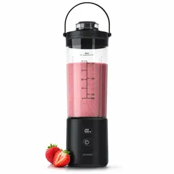 Arendo Smoothie-Maker, Kabelloser Blender 450 ml, tragbarer Mixer, Mobiler mini Standmixer, schwarz/transparent