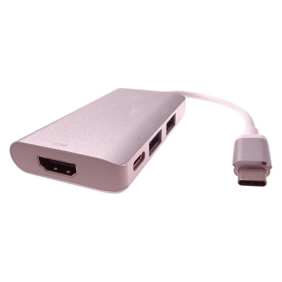 PremiumCord Převodník USB3.1 typ C na HDMI + 2xUSB3.0 + PD charge, Aluminium pouzdro (USB-C) (ku31dock06)