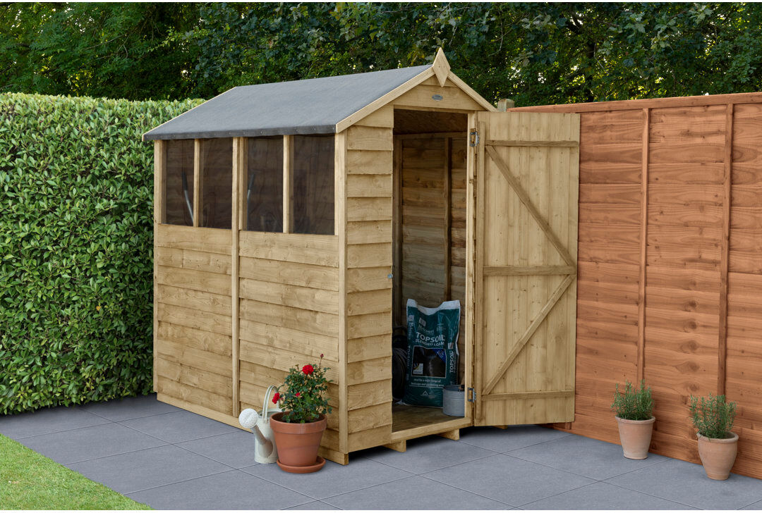Forest Garden 4 ft. W x 6 ft. D Solid Wood Garden Shed Natural 121.9cm W X 182.9cm D X 194.2cm H