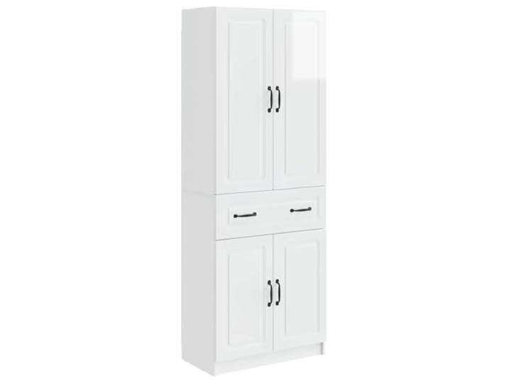 PUGYNBK Schrank-Set, 2 Stück, weiß glänzend, technisches Holz Wetterfest, mit Lagerung, faltbar und stapelbar, ideal für drinnen und draußen