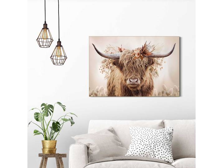Wandbild REINDERS Highlander in Blumen , beige (farbe bild(er): beige), B:60cm H:90cm T:3cm, MDF, Bilder, Wandbild