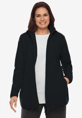 Women's Zip-Front Microfleece Jacket by Woman Within in Black (Size S)