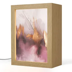 TISCHLEUCHTE Lila - Abstrakt - Farbe - Gold Dimmbar 15x20 cm