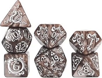 Inspire Curations Dragon Pattern 7 Piece Polyhedral DND Dice Set For Tabletop RPG Adventures chocolate