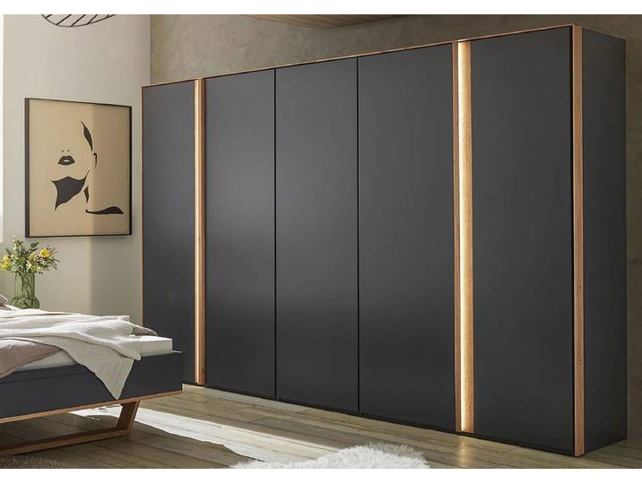Kleiderschrank 5-trg. 300cm 'Wynwood' Wildeiche & MDF anthrazit