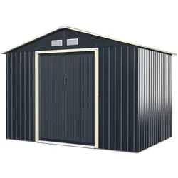 Helloshop26 - Gartenhaus 277 x 191 x 202 cm mit 4 Lüftungslöchern Schiebetür Industriedesign grauer Stahl