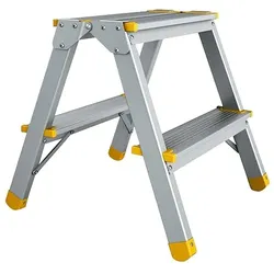 PROREGAL Metal Double Giraffe Doppelseitige-Aluminium-Stufenstehleiter | 3 Stufen | 63cm hoch | 150kg Tragkraft | Leiter, Trittleiter, Stufenleiter