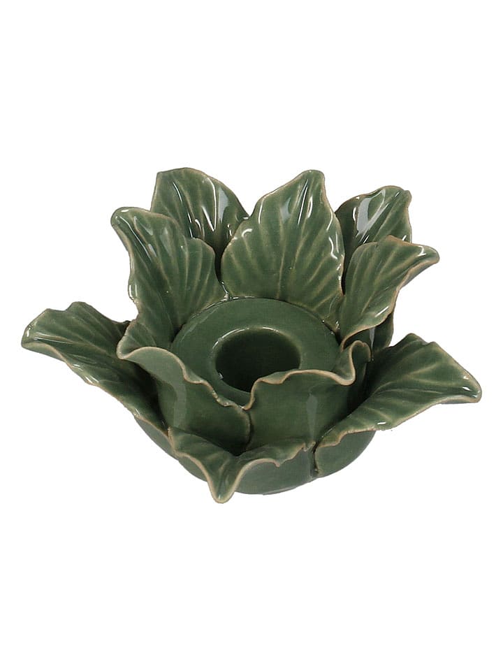 Kersten Kerzenhalter "Flower" in Grün - (H)6 x Ø 10,5 cm - onesize