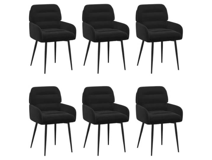 KUTYWEXFM Esszimmerstühle 6er Set Samt Stühle Schwarz 59x59,5x90 cm Ergonomische Polstersessel 6er Gruppe mit Armlehne und Metallgestell für Esszimmer, Wohnzimmer und moderne Küche.
