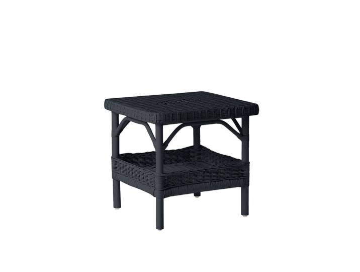 Table basse carrée rotin laqué noir