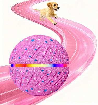 United Smart Automatic Dog Toy Ball LED Interactive Pet Toy Ball For Dog Training pink
