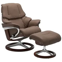 Stressless Sessel mit Hocker Reno Signature Leder Braun Batick Mole S (Small)