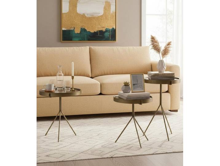 Xlmoebel TV-Wand Beiges Designer TV-Lowboard aus Holzrahmen, 2-teiliges Set, (2-St), Made in Europa