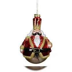 Christmas Decorations Christbaumschmuck Glas 15cm Nussknacker Figur zum Aufhängen - Weihnachtsbaum Anhänger Weihnachten Weihnachtsbaumschmuck Husar Soldat Rot Gold