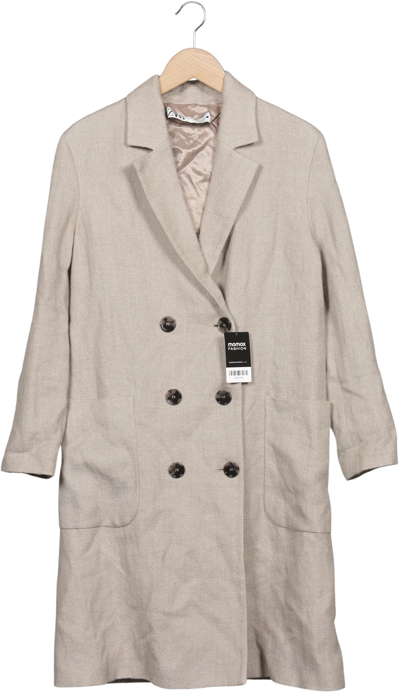Zara Damen Mantel, Beige, Gr. M, Viskose / Leinen / Wolle - Second Hand