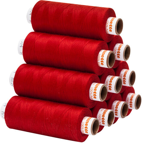 buttinette Universal-Nähgarn, Stärke: 100, 10er-Pack, rot