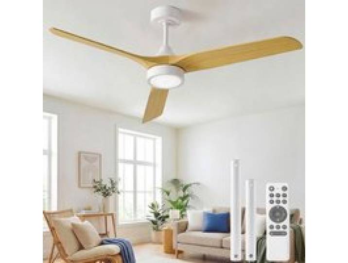 Ventilateur Plafond Télécmande Ventilateur de Plafond Design & Silencieux Ø132 cm en ABS Bois bois clair VENTILATEUR DE PLAFOND