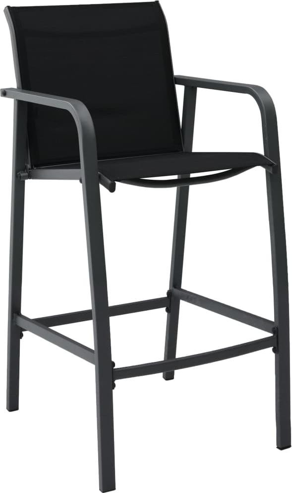 vidaXL Set van 4 Tuinstoelen, Zwart, Textielstof