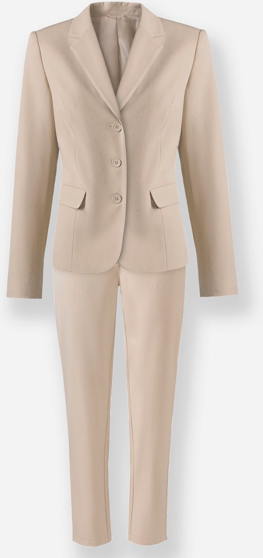 Hosenanzug HEINE, Damen, Gr. 40, Normalgrössen, beige, 63% Polyester, 34% Viskose, 3% Elasthan, Anzüge Hosenanzug beige 40, Normalgrössen