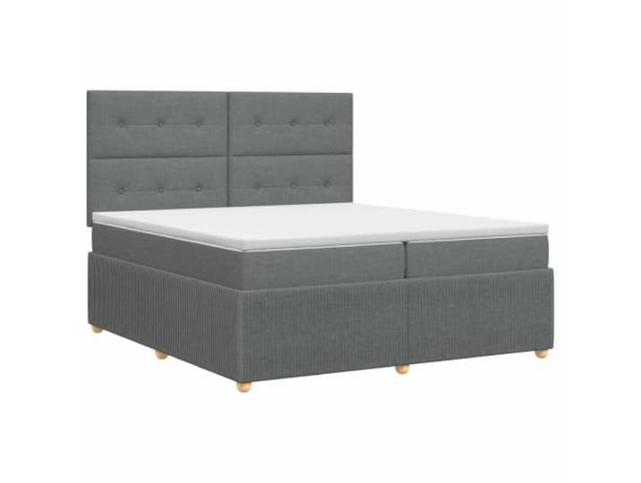 KTHLBRH Boxspringbett mit Matratze dunkelgrau 200 x 200 cm Taschenfedern, verstellbares Kopfteil, Polyesterfüllung, waschbare Bezüge, Holztechnik, Topper inklusive