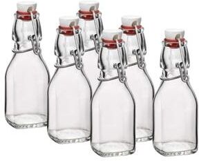 Bormioli Rocco Square 4.25 Oz Swing Top Glass Bottles Set