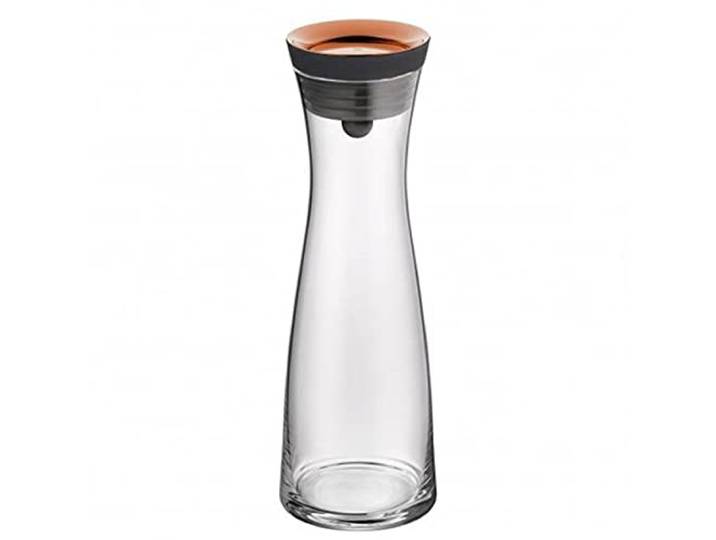 WMF Basic Wasserkaraffe aus Glas, 1 Liter, Glaskaraffe mit Deckel, Silikondeckel, CloseUp-Verschluss, Wasserkaraffe mit Deckel, kupfer