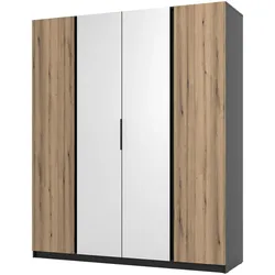 DREHTÜRENSCHRANK CAGLIARI 200/239/61,9cm 4-türig mit Spiegel Schwarz