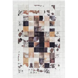 TEPPICH Flachgewebe Waschbar PIZOL in Weiß, im Patchwork-Stil, 140 x 200 cm