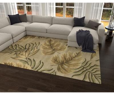 Domani Camila Sand Botanical Hand-tufted Wool Area Rug