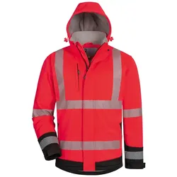 Winter Warnschutz Softshelljacke 2in1 - S - rot/schwarz