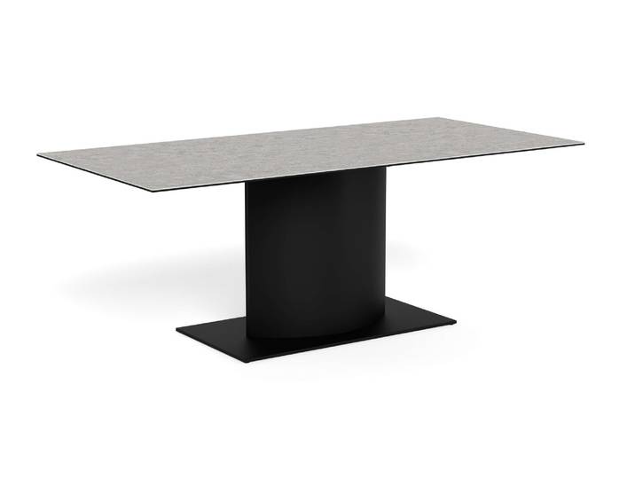 Esstisch ACTONA GROUP Marbella, Speisetisch , grau, matt schwarz, grau, B:200cm H:75,5cm T:100cm, Tische, Esstisch, Tisch, keramische Tischplatte, 200x100x75.5cm
