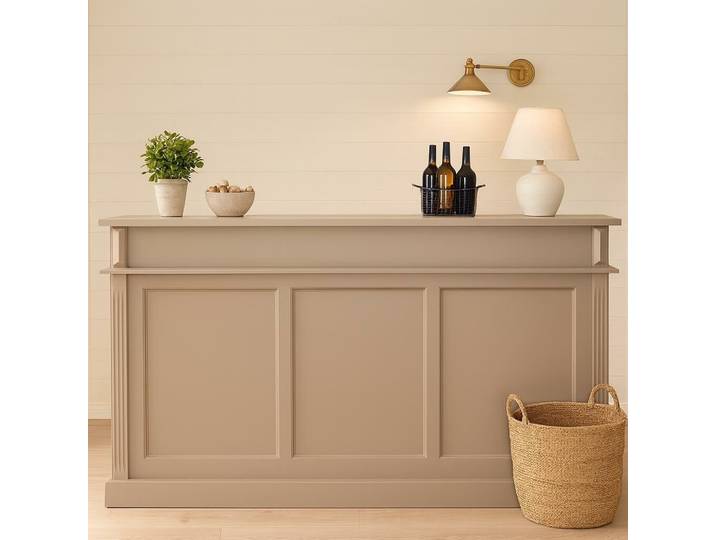 Langer Tresen - Bar im Landhausstil cremegrau